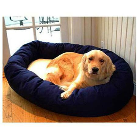 MAJESTIC PET 40 in. Large Bagel Bed- Blue and Sherpa 788995612420